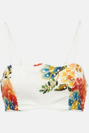Farm Rio Delicate Garden floral cotton crop top