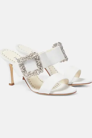 Manolo Blahnik Gable Jewel crÃªpe de chine mules