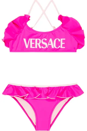 VERSACE Logo ruffle-trimmed bikini