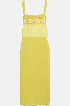 Maison Margiela Lace-trimmed silk-blend midi dress