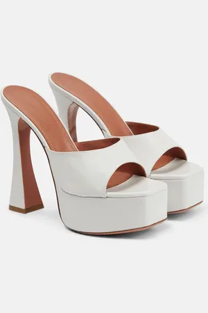 Amina Muaddi Dalida leather platform mules