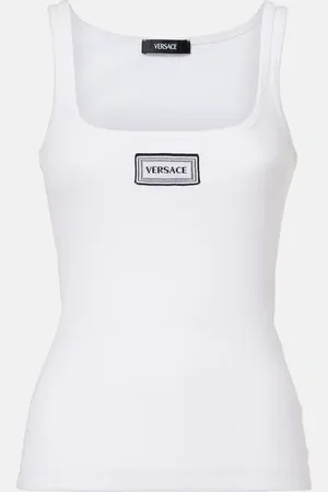 VERSACE Logo embroidered tank top