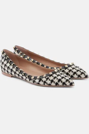 VALENTINO GARAVANI Rockstud tweed ballet flats