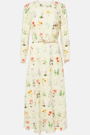 MONIQUE LHUILLIER Floral lace midi dress