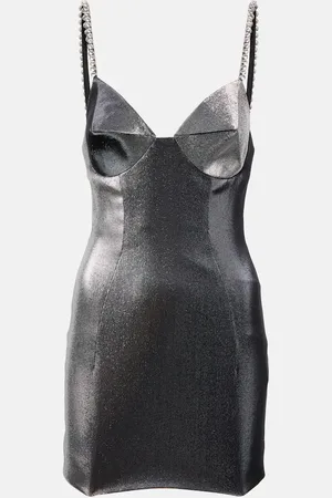 AREA Embellished coated minidress