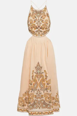 ZIMMERMANN Devi embroidered linen midi dress