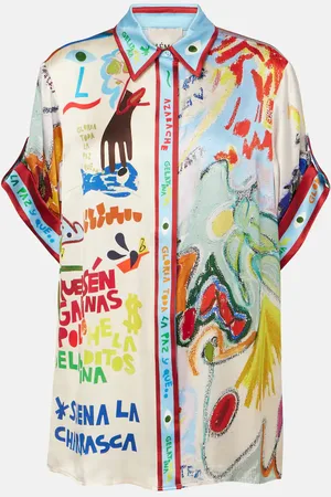 ALÉMAIS La Charrasca printed silk satin shirt