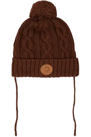 Mini Rodini Penguin cable-knit cotton beanie