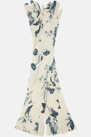 Erdem Smocked floral gloves