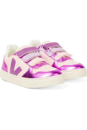 Veja V-10 metallic leather sneakers
