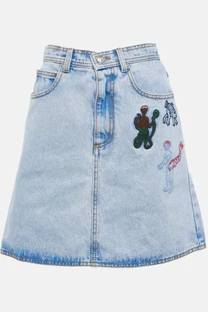 Marni Embroidered high-rise denim miniskirt