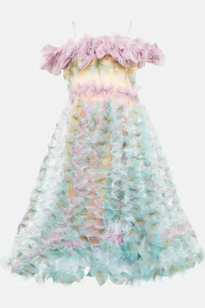 SUSAN FANG Off-shoulder tulle midi dress