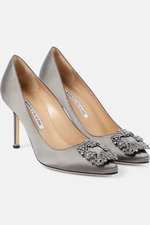 Manolo Blahnik Hangisi 90 embellished satin pumps
