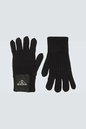 Prada Ribbed-knit wool and cashmere gloves