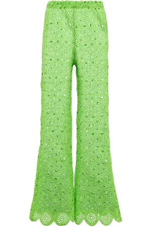 ROTATE Nola crochet cotton-blend flared pants