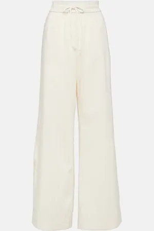 Frame High-rise cotton-blend wide-leg pants