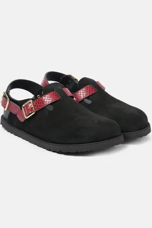 Birkenstock Tokio snake-effect suede clogs