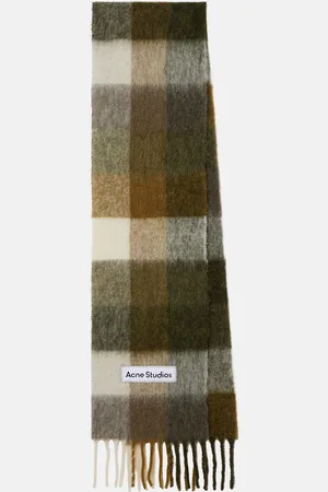 Acne Studios Logo fringed checked scarf