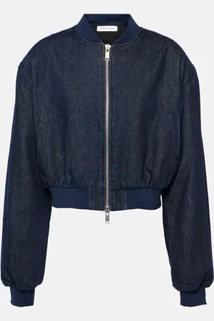 The Frankie Shop Micky cropped denim bomber jacket