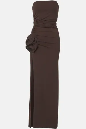 MAGDA BUTRYM Floral-appliquÃ© ruched jersey maxi dress