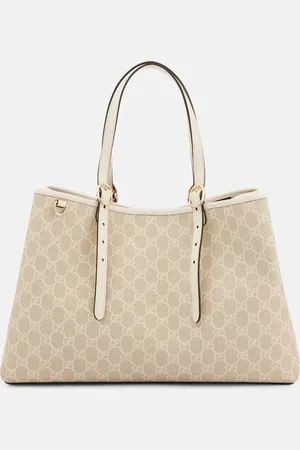 Gucci GG Emblem Medium leather-trimmed tote bag