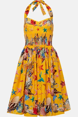 Dolce & Gabbana Capri printed shirred cotton midi dress