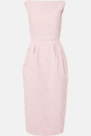 Erdem Embroidered floral canvas midi dress