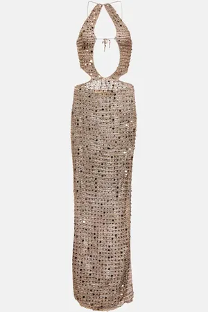 AYA MUSE Morel cutout sequined maxi dress