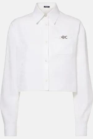 VERSACE Barocco jacquard cropped cotton shirt