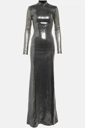 DAVID KOMA Sequined mockneck gown