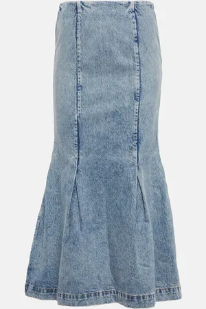 Khaite Levine seam-detail denim midi skirt