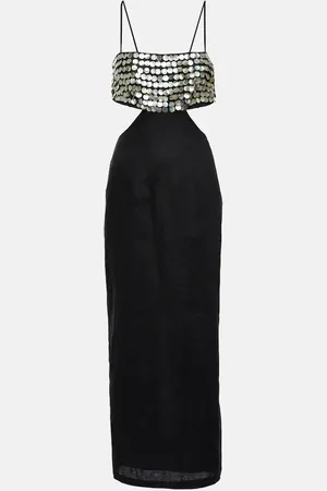 Staud Jada embellished linen maxi dress
