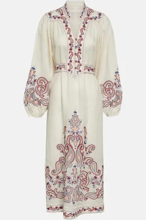 ZIMMERMANN Printed linen midi dress