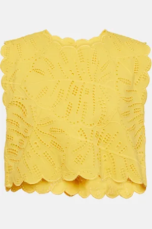 Farm Rio Monstera broderie anglaise crop top