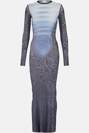 Jean Paul Gaultier La Male printed mesh maxi dress