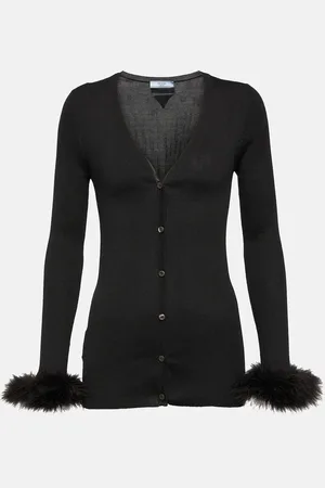Prada Feather-trimmed silk cardigan