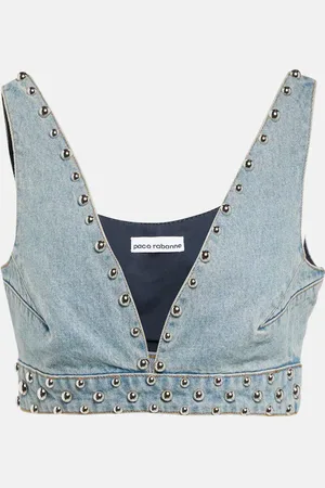 Paco rabanne Stud-embellished denim bra top