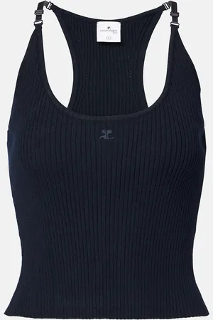 Courrèges Logo ribbed-knit tank top