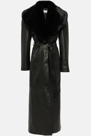 MAGDA BUTRYM Faux fur-trimmed leather coat