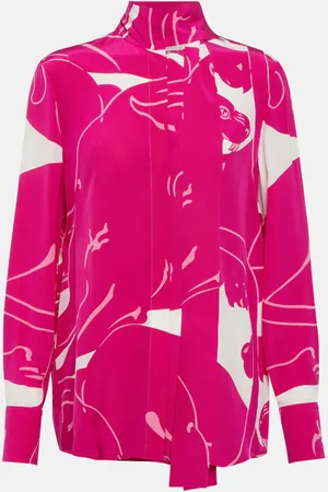 VALENTINO Printed tie-neck silk blouse