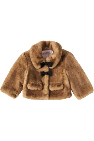 Self-Portrait Bow-detail faux fur jacket