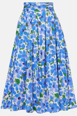 Carolina Herrera Floral cotton-blend midi skirt