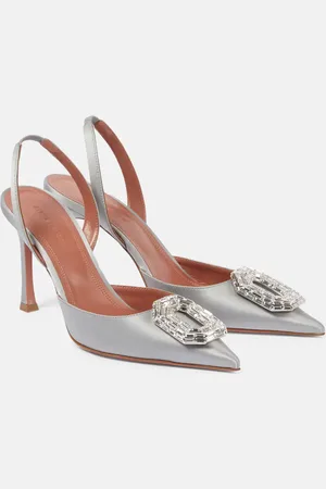 Amina Muaddi Camelia 90 satin slingback pumps
