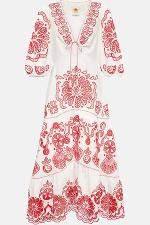Farm Rio Broderie anglaise cotton midi dress