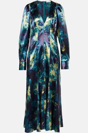 ULLA JOHNSON Azrou floral satin midi dress