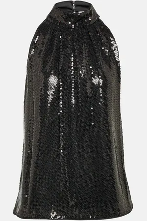Diane von Furstenberg Dove sequined halterneck top
