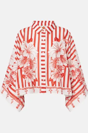 Farm Rio Floral Chains cropped cotton shirt