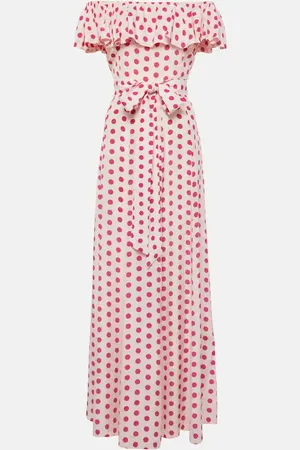 ALEXANDRA MIRO Giselle off-shoulder polka-dot midi dress