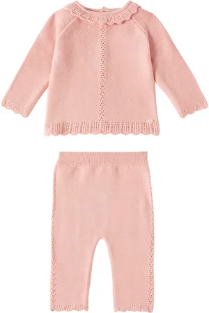 Tartine Et Chocolat Baby pointelle cotton sweater and pants set