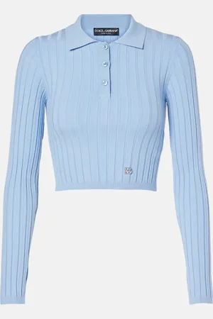Dolce & Gabbana Ribbed-knit cropped polo sweater